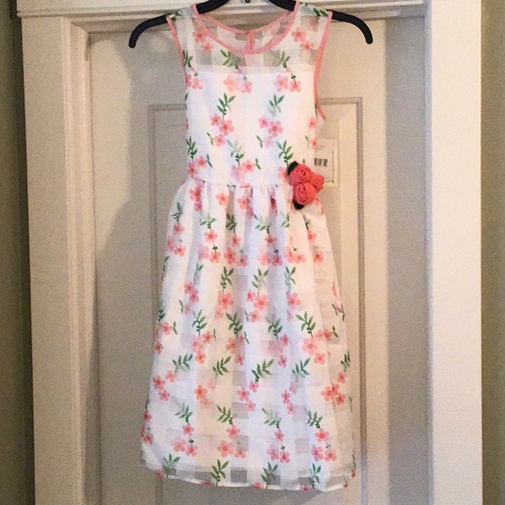 Marmellata girls dress pink white floral NWT 14